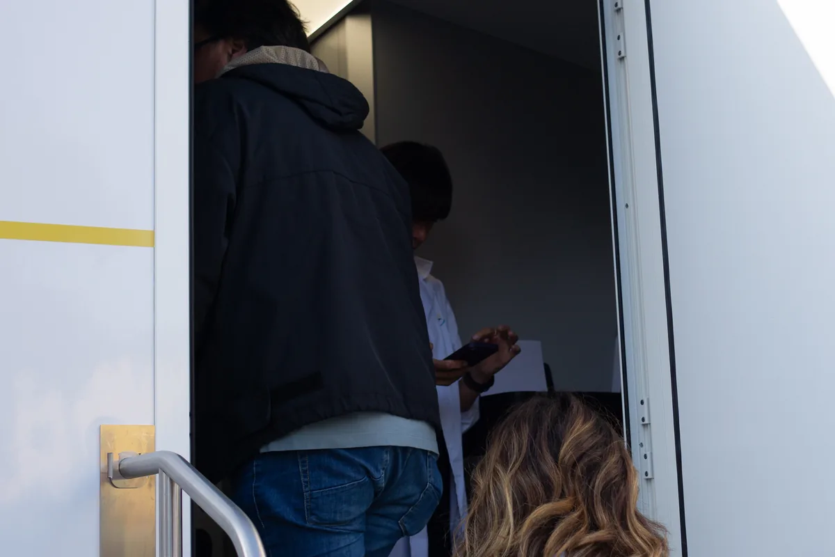 Ingresso all'ambulatorio mobile durante l'evento di Castell'Arquato