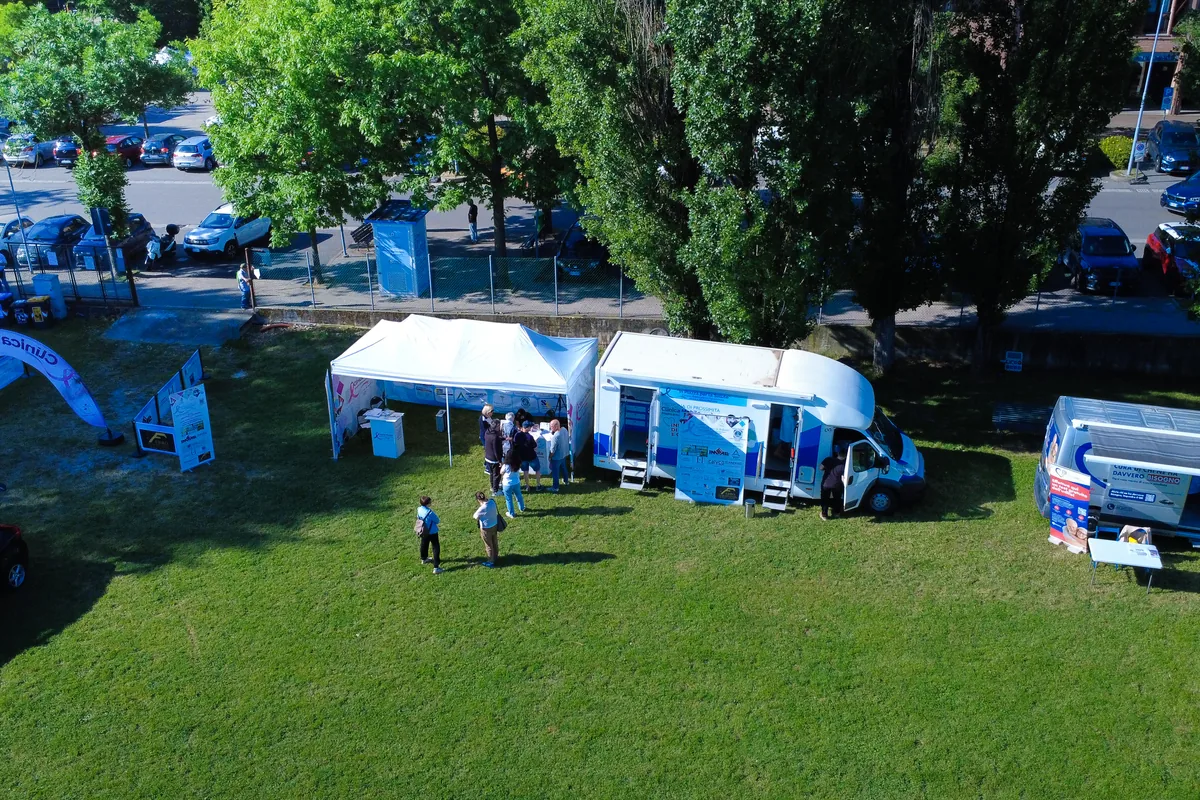 Veduta aerea della giornata di prevenzione di prossimità a Sasso Marconi