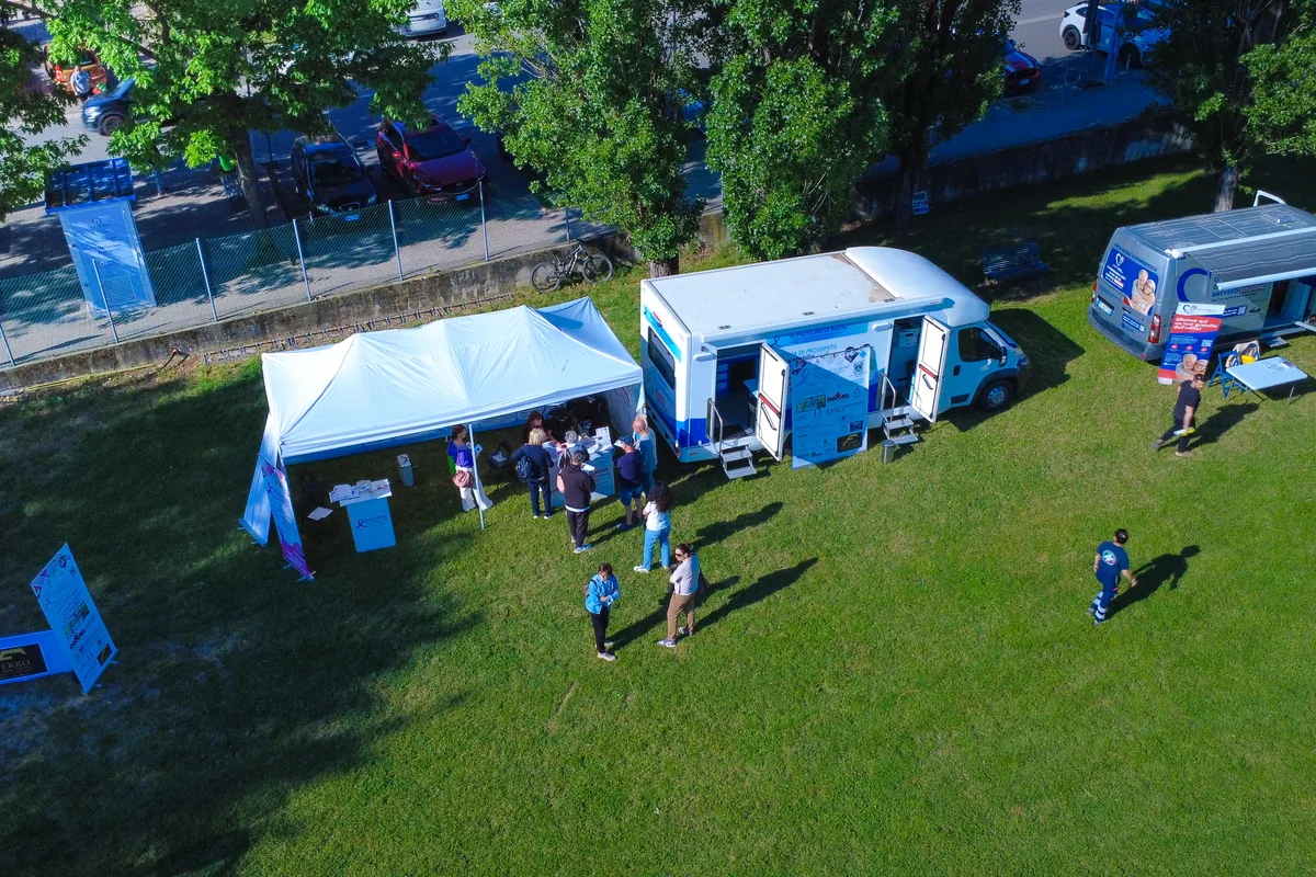 Veduta aerea della giornata di prevenzione di prossimità a Sasso Marconi