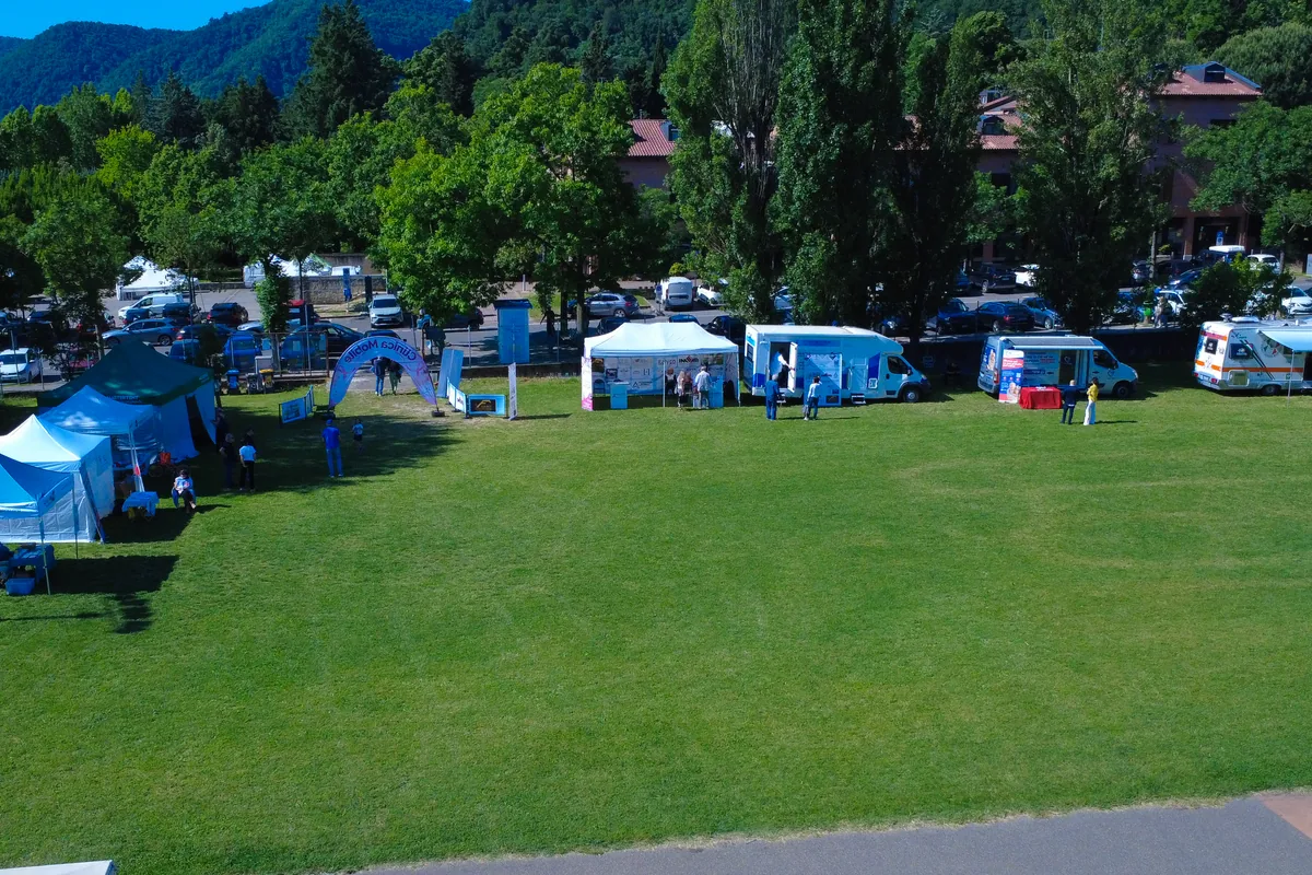 Veduta aerea della giornata di prevenzione di prossimità a Sasso Marconi