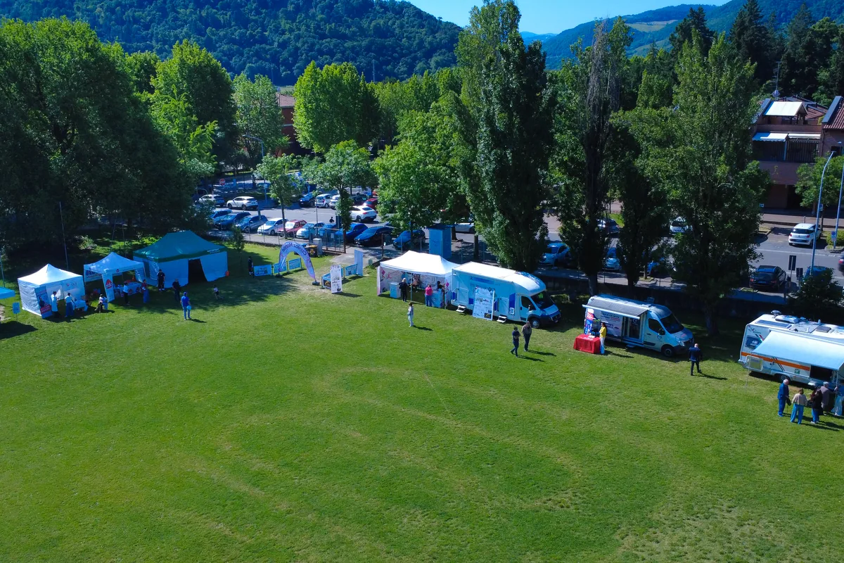 Veduta aerea della giornata di prevenzione di prossimità a Sasso Marconi