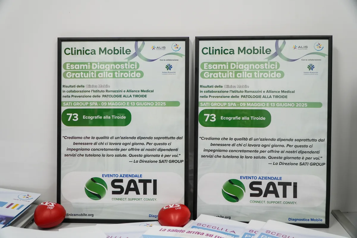 Attestato delle ecografie tiroidee della giornata di prevenzione a SATI Group